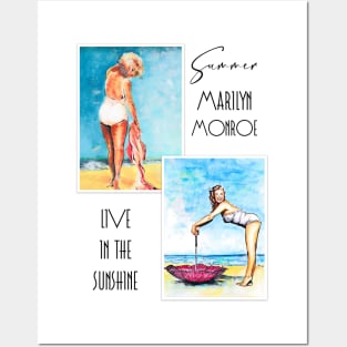 Marilyn Monroe on the beach Posters and Art